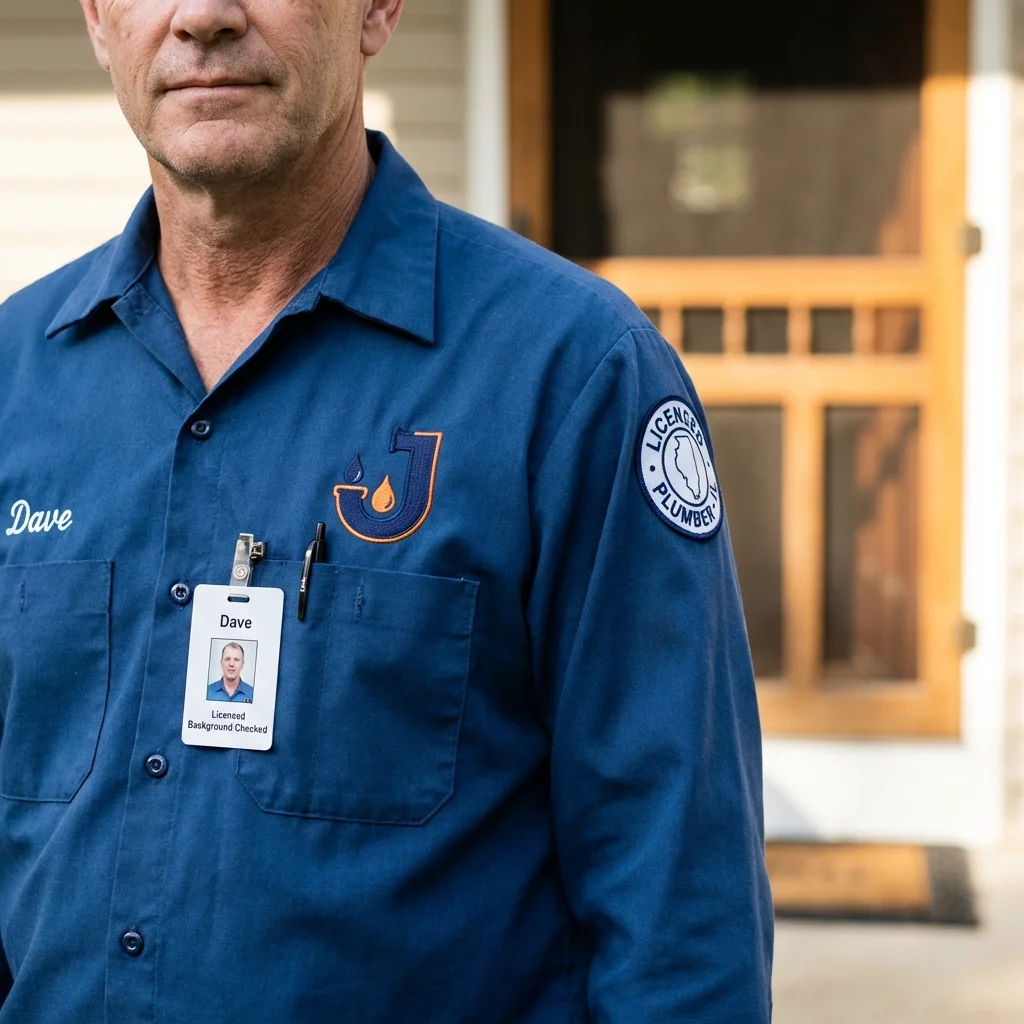 Licensed plumber showing ID badge in Red Lion, PA