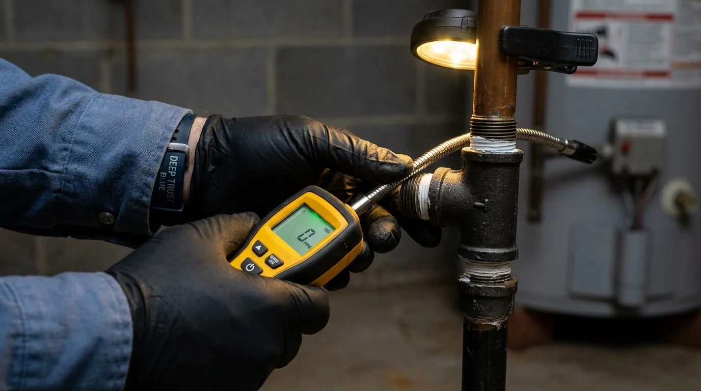Gas leak detection with electronic sniffer by Johns Plumbing LLC in Red Lion