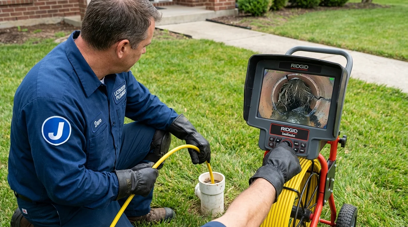 Sewer camera inspection being performed by Johns Plumbing LLC in Red Lion